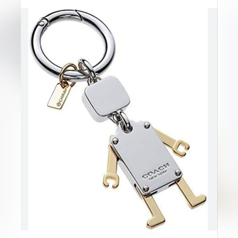 COACH Metal ROBOT Key Ring F65429 Silver/Gold NEW! - Picture 4 of 8